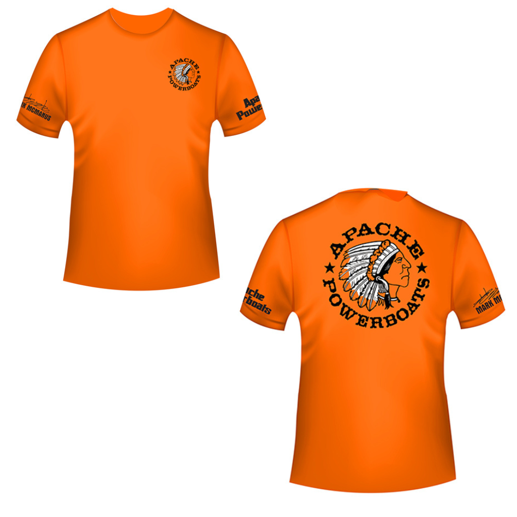 Apache Powerboats® Cool-DRI Monochromatic Logo T-Shirt | Safety Orange