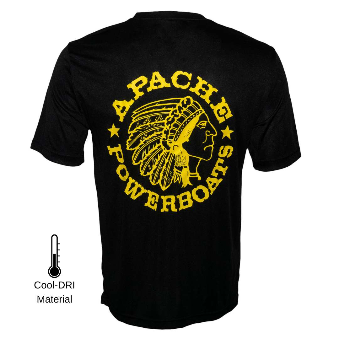 Apache Powerboats® Monochromatic Cool-DRI Classic Tee | Black/Yellow