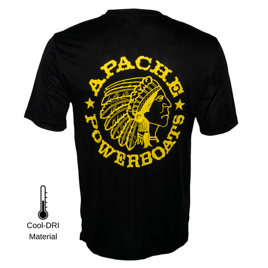 Apache Powerboats® Monochromatic Cool-DRI Classic Tee | Black/Yellow