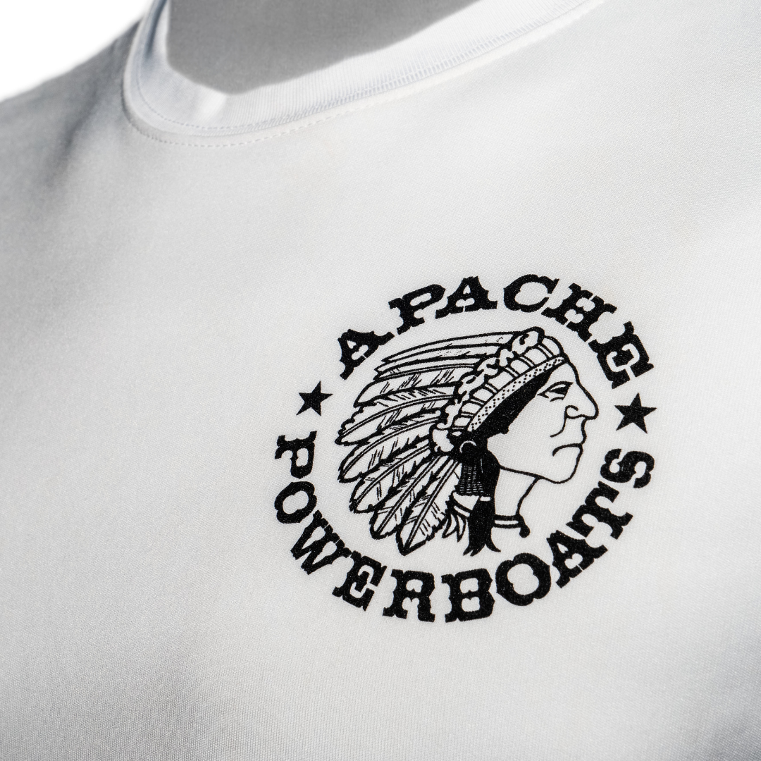 Apache Powerboats Cool-DRI Performance Monochromatic Logo T-Shirt | White/Black