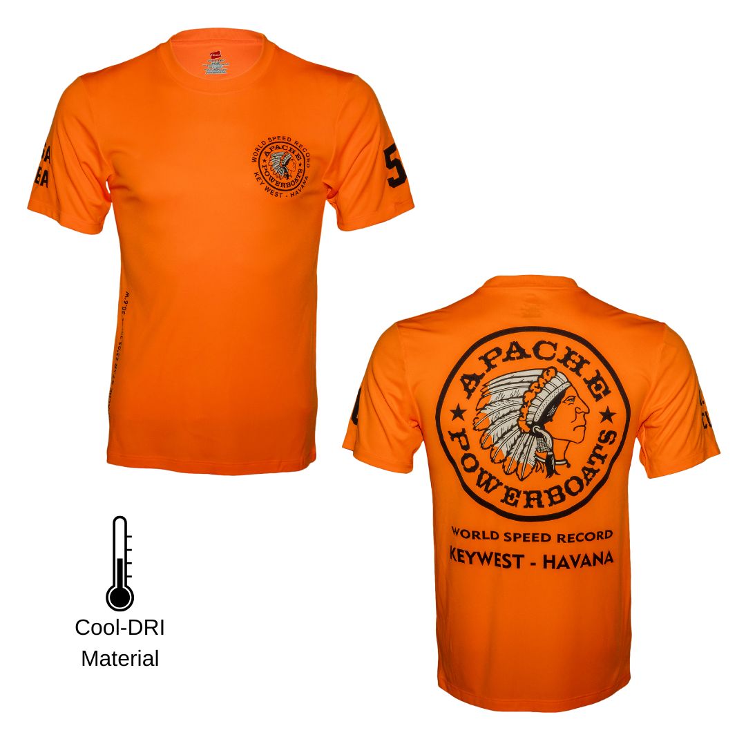 Official World Speed Record Apache Star® T-Shirt | Cotton/Cool DRI | Safety Orange