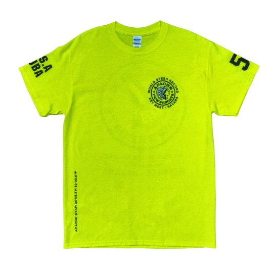 Official World Speed Record T-Shirt | Cool DRI® or Cotton Blend | Safety Green