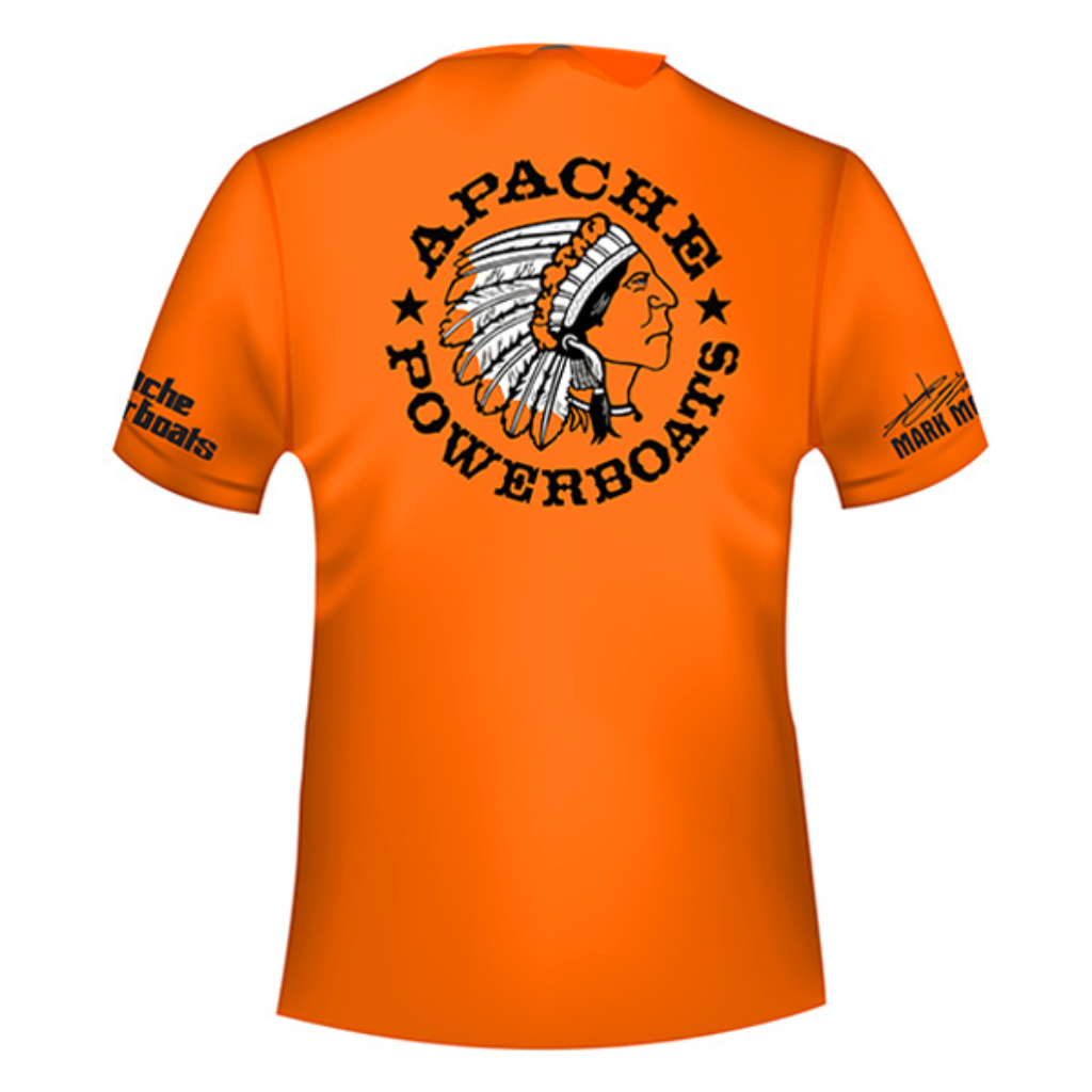 Apache Powerboats® Cool-DRI Monochromatic Logo T-Shirt  | Safety Orange