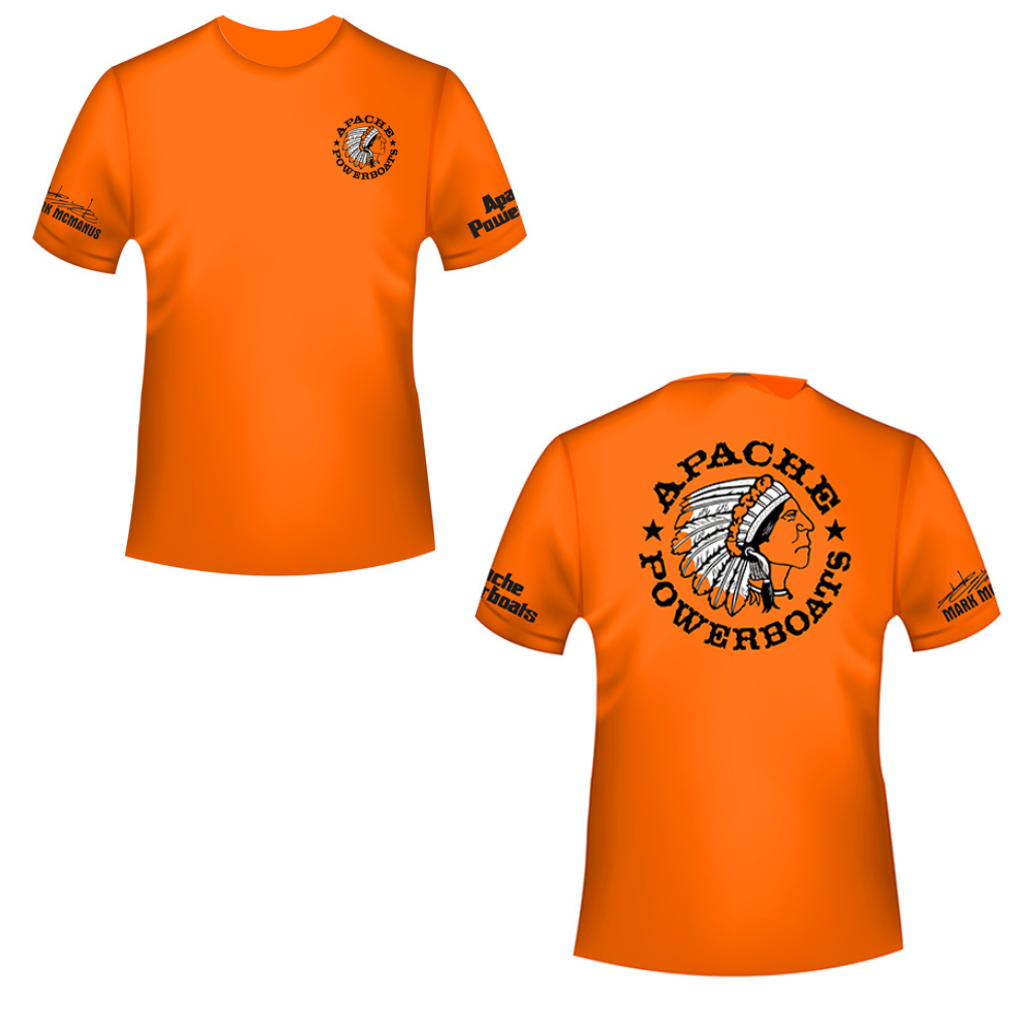 Apache Powerboats® Cool-DRI Monochromatic Logo T-Shirt  | Safety Orange