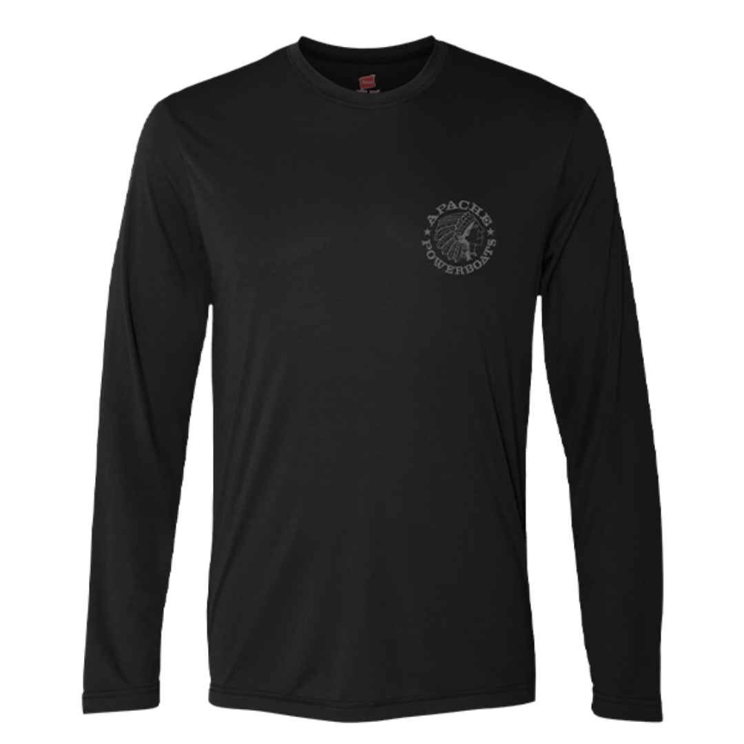 Apache® Legend Performance Tech Long Sleeve Tee | Cool-DRI®| Carbon on Black