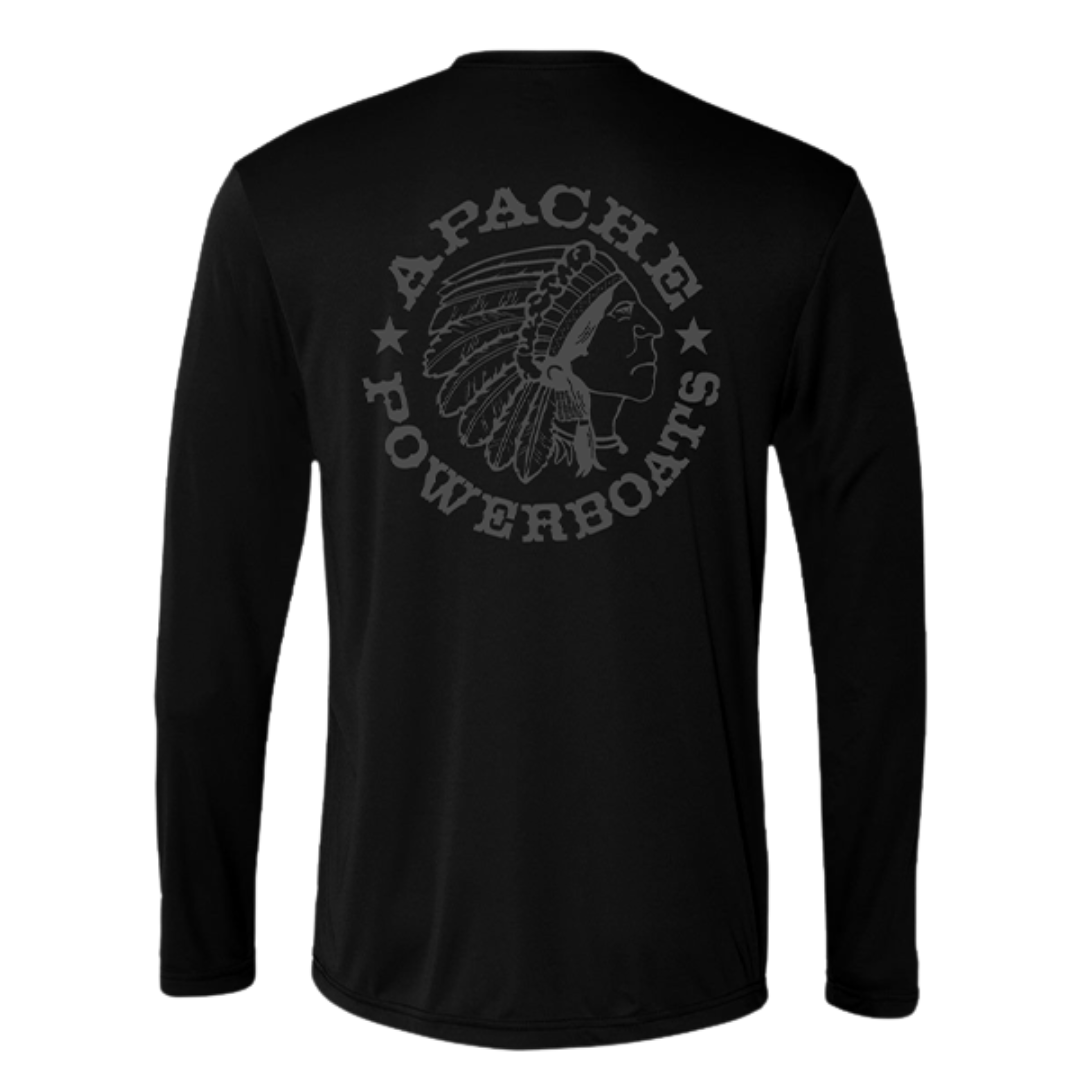 Apache® Legend Performance Tech Long Sleeve Tee | Cool-DRI®| Carbon on Black